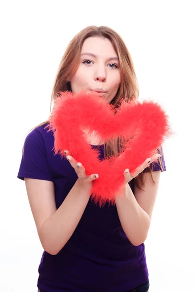 Meisje met rood hart — Stockfoto