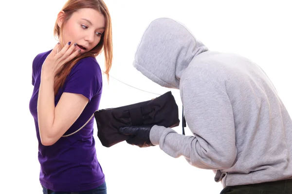 Pickpocket robbing woman — Stock Photo, Image
