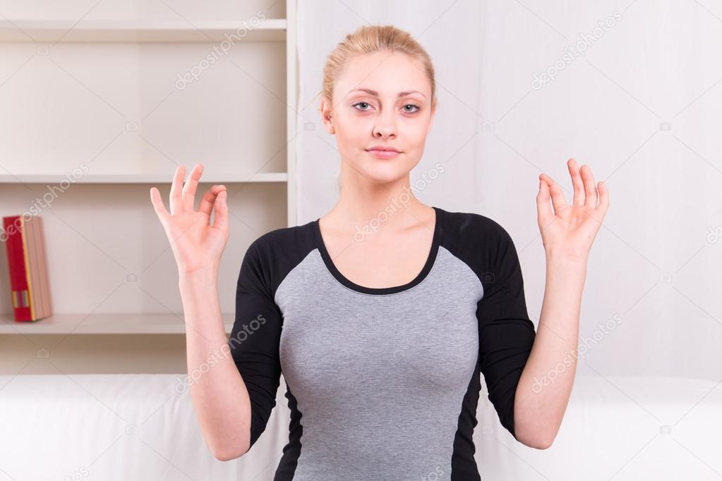 female doing yoga exercise