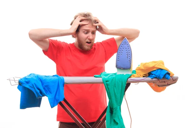 Man ironing on board — Stock Photo, Image