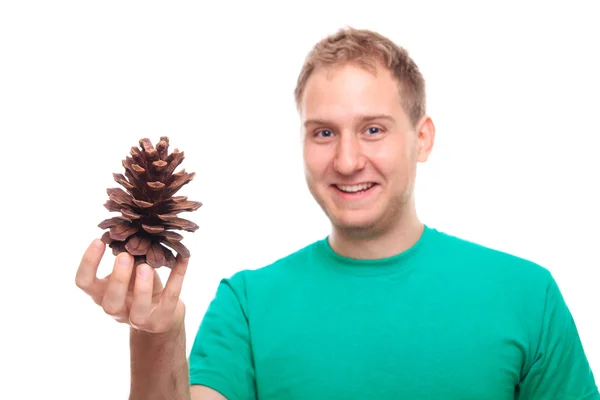 Man Holding Pine Cone — Fotografie, imagine de stoc