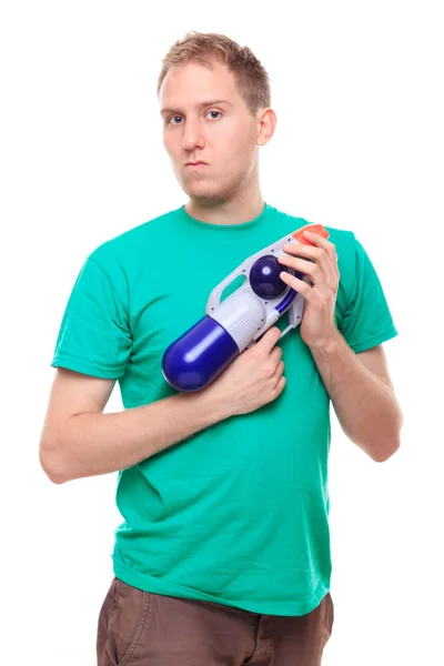 Man with water gun — Stock Photo, Image