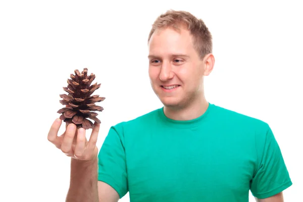 Man Holding Pine Cone — Fotografie, imagine de stoc