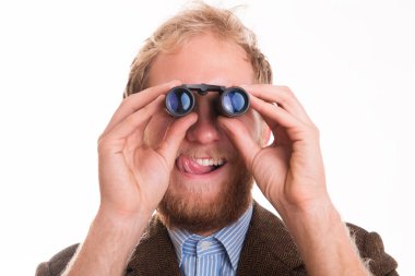 Heyecanlı voyeur dürbün ile izlemek