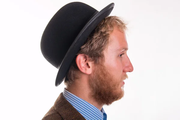 Bearded man with retro hat — Stock Photo, Image