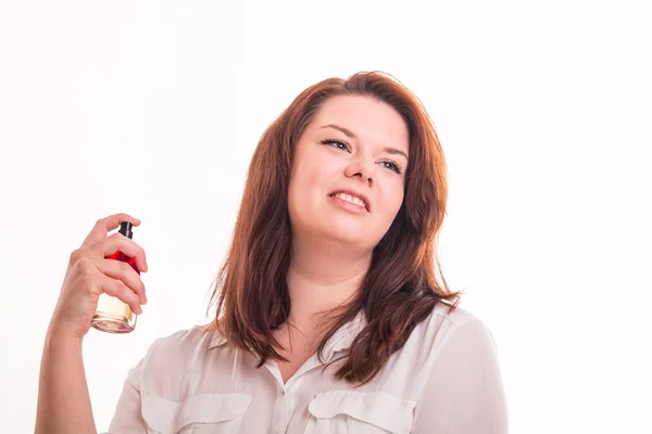 Plump girl using fumes — Stock Photo, Image