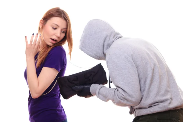 Criminal robbing woman — Stock Photo, Image