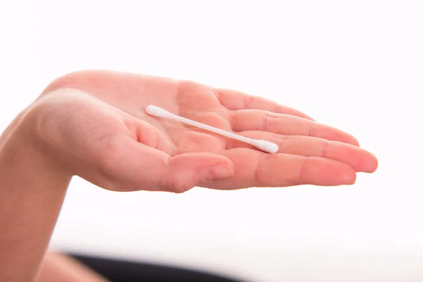 Orecchie sulla mano della donna — Foto Stock