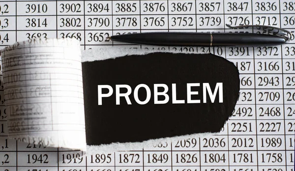 Problem Word Torn Office Paper Numbers Black Pen Business Concept — Stock Photo, Image