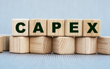 CAPEX - güzel gri bir arka planda tahta küplerle ilgili bir kelime. İş konsepti