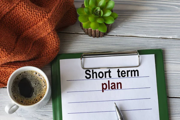 Short Term Plan Tekst Een Notitieboekje Met Een Pen Een — Stockfoto