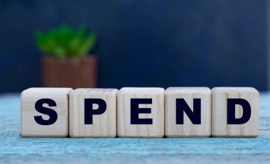 Kelimeyi eski gri arka planda kaktüslü küplere harca. İş konsepti.