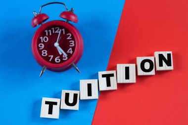 TÜTÜTÜTÜTÜRÜM - ahşap küplerle ilgili çok renkli bir zemin ve çalar saat. Bilgi kavramı