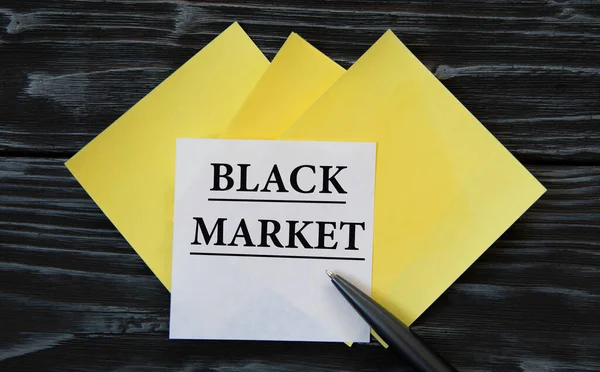 Black Market Woorden Briefpapier Een Zwarte Achtergrond Info Concept — Stockfoto