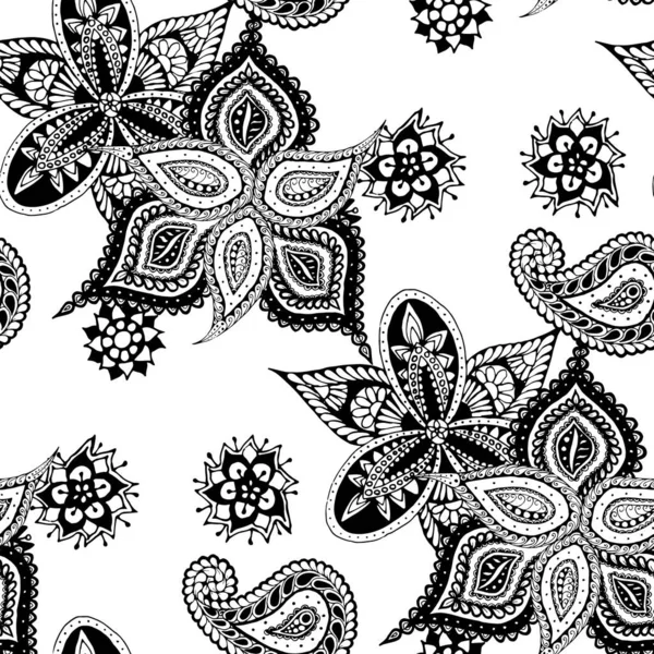 Textura Paisley Sin Costuras Rapport Indio Retro Para Camisa Imprimir — Archivo Imágenes Vectoriales