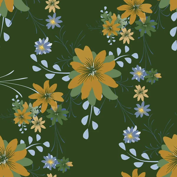 Patrón Sin Costuras Con Flores Margarita Textura Brillante Para Imprimir — Archivo Imágenes Vectoriales