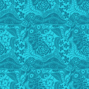 Zentangle Çiçekleri. Kusursuz desen. Retro Elbise, Chintz, Masa örtüsü. Country Style 'da Summer Blossoms ile Basit Doodle. Küçük Çiçeklerle Bahar Dokusu.