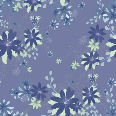 Daisy Flowers 'la kusursuz desen. Yazdırma, Tekstil, Çarşaf, Kumaş İçin Parlak Doku. Ambalaj kağıdı için güzel bir model. Vektör Vahşi Çiçekler. Sonsuz doku. Retro Biçiminde Renkli Uyum.