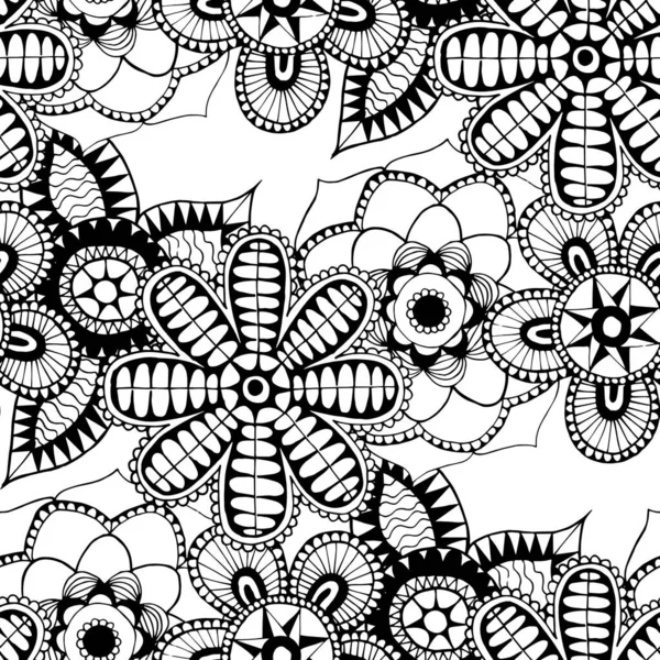 Patrón Sin Costura Con Flores Indias Textura Étnica Para Textil — Archivo Imágenes Vectoriales