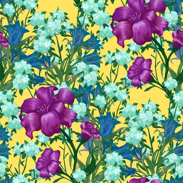 Fond Écran Floral Avec Grandes Fleurs Motif Sans Couture Avec — Image vectorielle