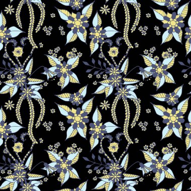 Kusursuz Çiçek Geçmişi. Modern Hint uyumu. Kağıt, mayo, duvar kağıdı için. Country Style 'da Summer Blossoms ile kusursuz Zentangle. Bahar Küçük Çiçek Arkaplanı.