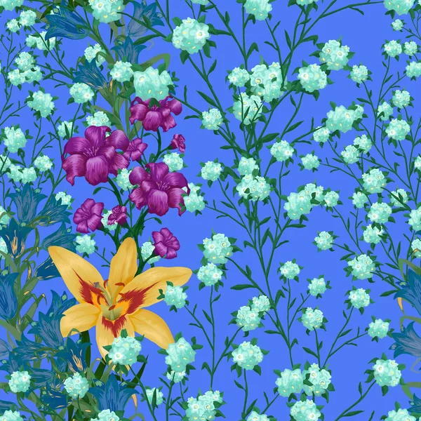 Fondo Pantalla Floral Con Flores Grandes Patrón Sin Costuras Con — Vector de stock