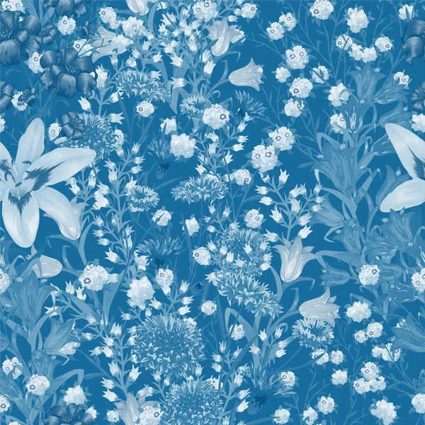 Floral Wallpaper Mit Großen Blumen Nahtloses Muster Mit Daisy Flowers — Stockvektor