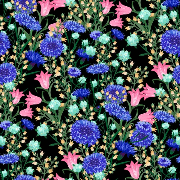 Floral Wallpaper Mit Großen Blumen Nahtloses Muster Mit Daisy Flowers — Stockvektor