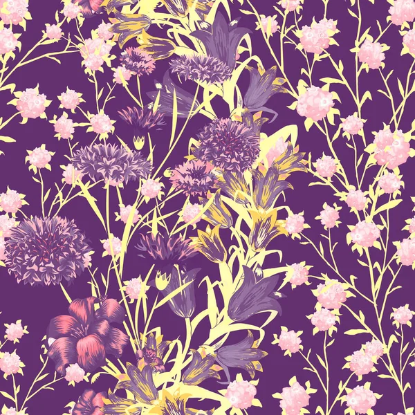 Floral Wallpaper Mit Großen Blumen Nahtloses Muster Mit Daisy Flowers — Stockvektor