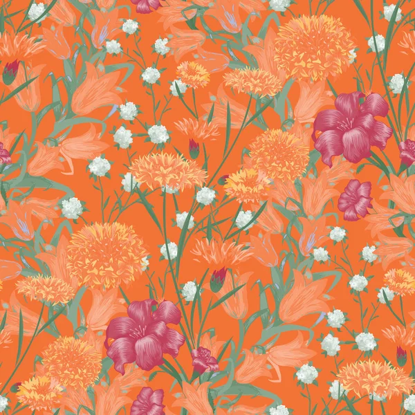Floral Wallpaper Mit Großen Blumen Nahtloses Muster Mit Gänseblümchen Blumen Vektorgrafiken