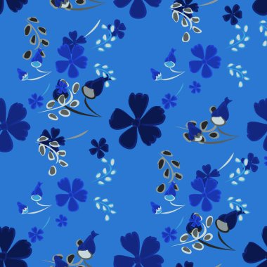 Çiçeksiz desenli narin çiçekler. Baskı, tekstil, keten, duvar kağıdı için büyük elementler. Ambalaj kağıdı için güzel bir model. Vektör Vahşi Çiçekler. Renkli Modern Uyum.