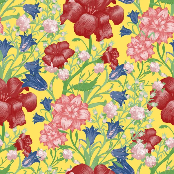 Fond Écran Floral Avec Grandes Fleurs Modèle Sans Couture Avec — Image vectorielle