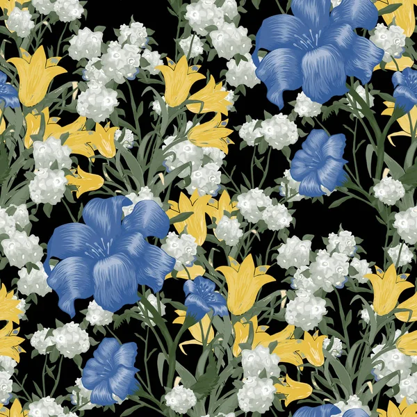 Fond Écran Floral Avec Grandes Fleurs Motif Sans Couture Avec — Image vectorielle