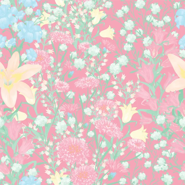 Floral Wallpaper Mit Großen Blumen Nahtloses Muster Mit Daisy Flowers Stockillustration