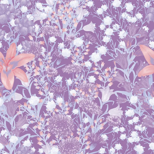 Floral Wallpaper Mit Großen Blumen Nahtloses Muster Mit Daisy Flowers lizenzfreie Stockillustrationen