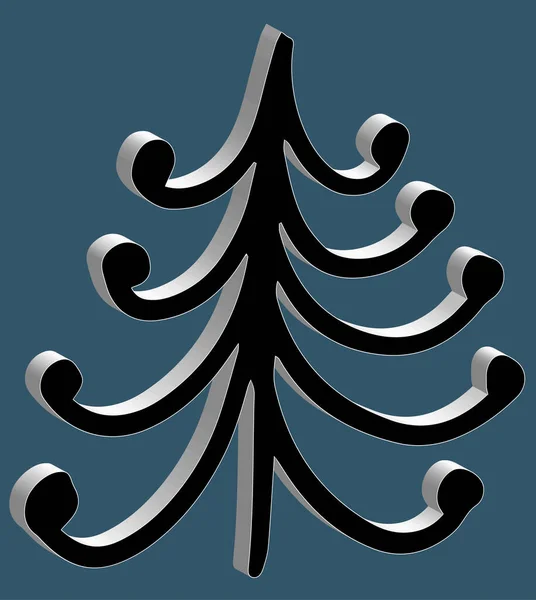 3D-Winterbaum für Dekor, Design-Website oder Poster — Stockvektor
