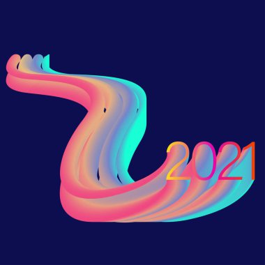 Mutlu yıllar 2021 vektör renkli gradyan şeffaf