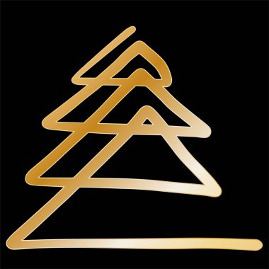 Dekor, tasarım web sitesi ya da posterler için altın kış ağacı. Vektör illüstrasyonu