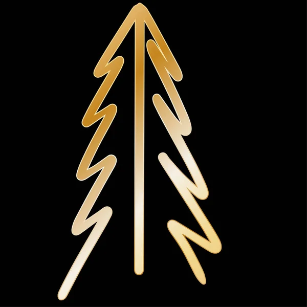 Árvore de inverno de ouro para decoração, site de design ou cartazes. Ilustração vetorial —  Vetores de Stock