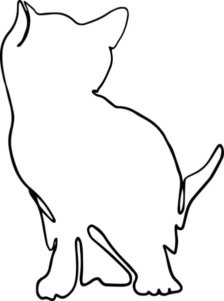 Μαύρη γραμμή τέχνης Εικονογράφηση ευτυχισμένη γατούλα μονολίνη — Διανυσματικό Αρχείο