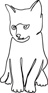 Siyah Çizgili Sanat Resimleri Mutlu Kedi Monolini