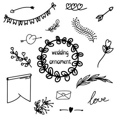 El çizimi düğün süsü seti