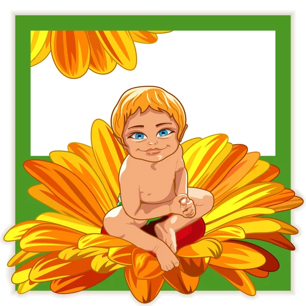 Дитина в квітці . — стоковий вектор