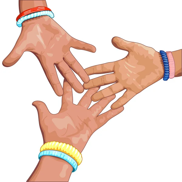 Beyaz zemin üzerinde üç el