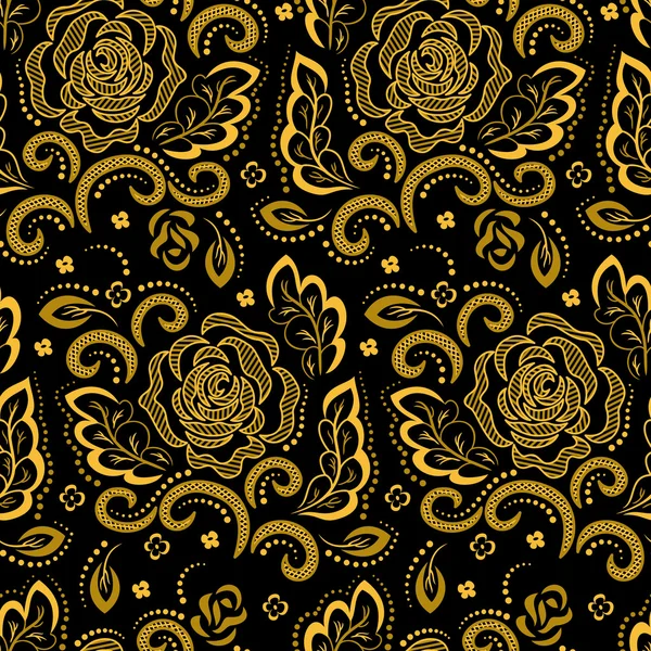 Golden floral pattern. — Stock Vector