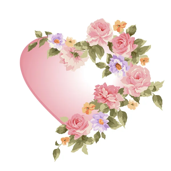 Heart in a frame of flowers. — Stock Vector