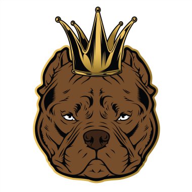Bulldog Annimal head Crown Ring logo icon vector illustration vector