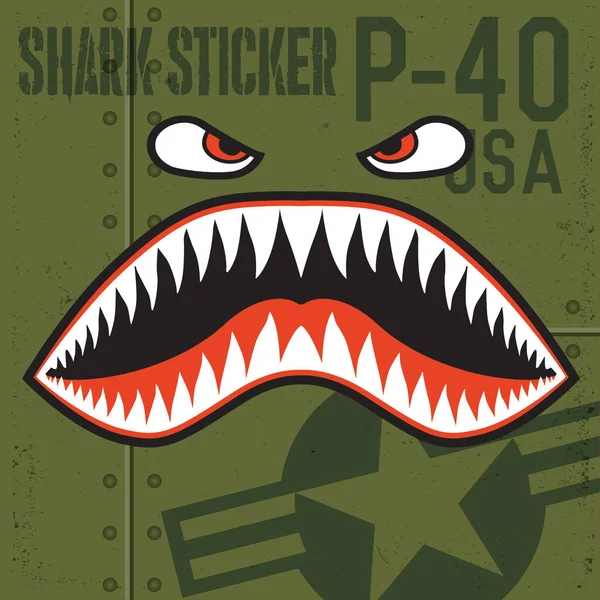 Sticker Tigres Volants Warhawk Usa Bouche Requin Rouge Vinyle Sur — Image vectorielle