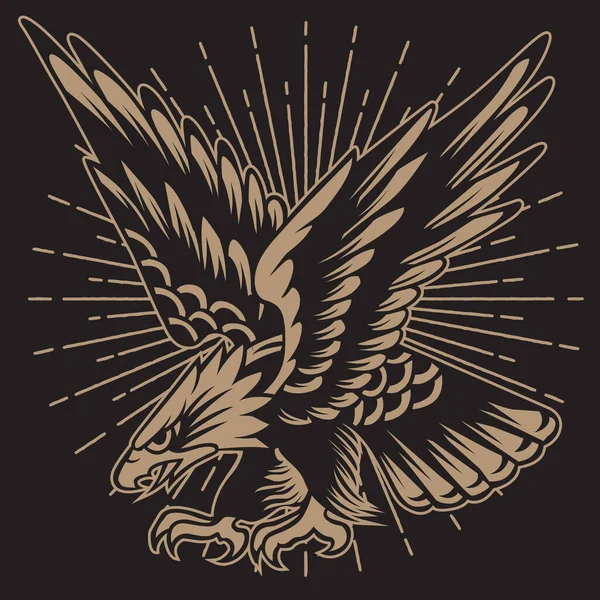 Eagle Drawing Animal Logo Usa Amérique Illusion Vectorielle — Image vectorielle