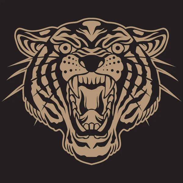 Tiger Animal Tiger Old Scholl Tatuagem Vintgae Vetor Ilustração —  Vetores de Stock